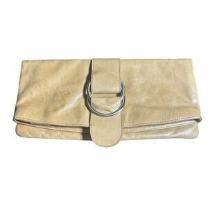 Hobo international Madeline fold over distressed leather clutch tan